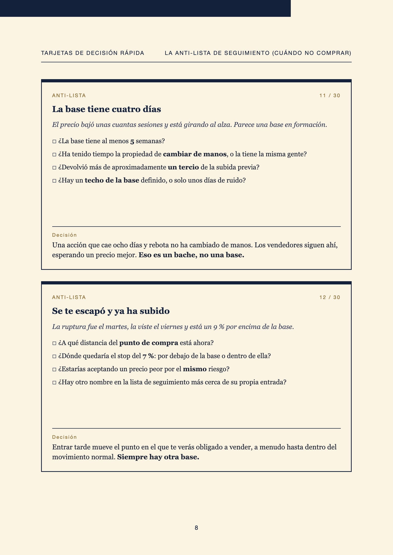 Tabla resumen de la ficha de puntuación